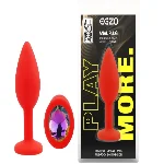 Силиконовая анальная пробка EGZO - Silicone Red Round Plug Rainbow, size S - мініатюра 1