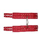 Оковы Leather Double Fix Leg Cuffs, Red - мініатюра 2