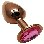 Анальная пробка EGZO Dark Gold Rose S с кристаллом, медицинская сталь, гладкая - мініатюра 2