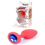 Силиконовая анальная пробка Boss Series - Jewellery Red Silicon PLUG Small Blue S - мініатюра 1