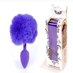Анальная пробка ( размер S ) с хвостом Boss Series - Silicon PLUG Bunny Tail Purple - мініатюра 1