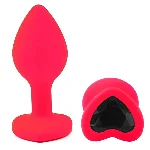 Анальная пробка EGZO Pink Heart Plug S из медицинского силикона, розовая, гладкая - мініатюра 2