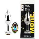 Анальная пробка с кристаллом EGZO - Silver Round Plug Rainbow size S - мініатюра 1
