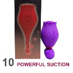 Клиторальный вибратор "Rose 3", вакуум и вибрация, 10 режимов, фиолетовый - мініатюра 2