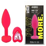 Анальный плаг EGZO Silicone Pink Heart Plug S, розовый медицинский силикон, кристалл - мініатюра 1