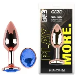 Анальная пробка EGZO Rose Gold с голубым кристаллом, металлическая, размер S - мініатюра 1