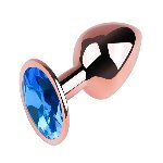 Анальная пробка с кристаллом EGZO - Rose Gold Round Plug Blue size M - мініатюра 3