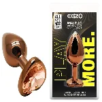 Анальная пробка EGZO Dark Gold Heart Plug S с кристаллом, металлическая золотистая - мініатюра 1