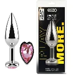Анальная пробка с кристаллом EGZO - Silver Heart Plug Pink size M - мініатюра 1