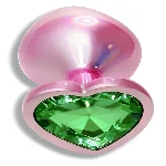 Анальная пробка EGZO Pink Perl Heart Plug Green, зеленый кристалл, сталь, размер S - мініатюра 2