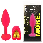 Анальная пробка EGZO Silicone Pink Heart Plug S, розовая силиконовая с кристаллом - мініатюра 1