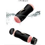 Мастурбатор с двумя входами на присоске Boss Series: Vibrating Masturbation Cup Black - мініатюра 5