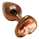Анальная пробка EGZO Dark Gold Heart Plug S с кристаллом, металлическая золотистая - мініатюра 2