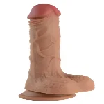 Фаллоимитатор с мошонкой на присоске OYO - Dildo Double Layer Silicone YQW-017 (длина 18 см, диаметр 3.5 см) - мініатюра 2
