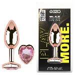 Анальная пробка EGZO Rose Gold Heart Plug S с розовым кристаллом, стальная - мініатюра 1