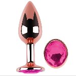 Анальная пробка с кристаллом EGZO - Rose Gold Round Plug Rose size M - мініатюра 2