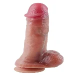 Большой фаллоимитатор с мошонкой на присоске OYO - Dildo Double Layer Silicone YQW-009 (длина 23 см, диаметр 4.2 см) - мініатюра 1