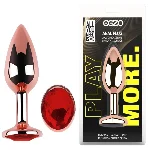Анальная пробка EGZO Rose Gold M с красным кристаллом, изготовленная из нержавеющей стали - мініатюра 1