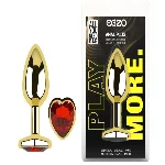 Анальная пробка с кристаллом EGZO - Gold Heart Plug Red size S - мініатюра 1