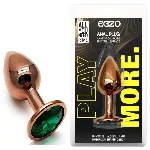 Анальная пробка EGZO Dark Gold Marine S с кристаллом, анатомическая металлическая, 7 см - мініатюра 1