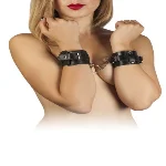 Наручники Leather Dominant Hand Cuffs, Black - мініатюра 1