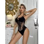 Боди Cindy сетка с узором розы, размер S/L black (без доступа) - мініатюра 5