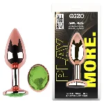 Анальная пробка EGZO Rose Gold с зелёным кристаллом, анатомическая, размер S - мініатюра 1