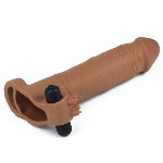 Насадка для увеличения пениса с вибрацией Add 3" Vibrating Penis Sleeve, Brown - мініатюра 4