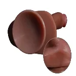 Большой фаллоимитатор с мошонкой на присоске OYO - Dildo Double Layer Silicone YQW-015 (длина 22 см, диаметр 5 см) - мініатюра 3