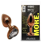 Анальная пробка EGZO Dark Gold Heart Plug S, стальная с кристаллом, 7,1 см - мініатюра 1