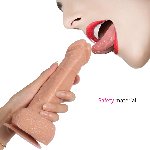 Вибратор "Retractable Dildo", 10 режимов ротации шариков и движения вверх-низ - мініатюра 4