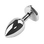 Анальная пробка EGZO Silver Heart Plug S серебристая с кристаллом в форме сердца - мініатюра 3