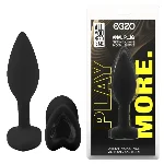 Анальная пробка EGZO Black Heart Plug черная силиконовая анатомическая, размер S - мініатюра 1