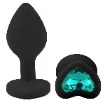 Анальная пробка EGZO Silicone Black Heart Plug Marine S, чёрная из медицинского силикона - мініатюра 2