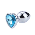 Металлическая анальная втулка “Heart” blue, размер S - мініатюра 1