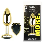 Анальная пробка EGZO Gold Heart Plug M с кристаллом для длительного ношения - мініатюра 5