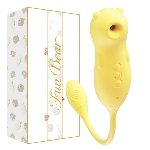 Вагинально-клиторальный вибратор "Fun Bear", 5 реж. вакуума, 10 реж. вибрации, жёлтый - мініатюра 1
