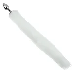 Анальная пробка EGZO Fox Tail Silver Plug White, размер S, с белым меховым хвостом - мініатюра 2