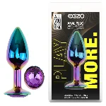Анальная пробка EGZO MMR-05S, металлическая с фиолетовым кристаллом, размер S - мініатюра 1