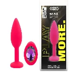 Силиконовая анальная пробка EGZO - Silicone Pink Round Plug Rainbow, size S - мініатюра 1
