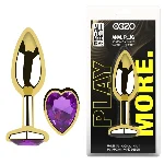 Анальная пробка Egzo Gold Heart с фиолетовым кристаллом и сердцем, размер M - мініатюра 5