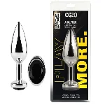 Анальная пробка с кристаллом EGZO - Silver Round Plug Black size S - мініатюра 1