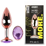 Анальная пробка EGZO Rose Gold с аметистом, анатомическая форма, нержавеющая сталь, размер M - мініатюра 1