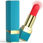 Вибратор для клитора помада "Lipstick", голубой, 10 режимов вибрации - мініатюра 1