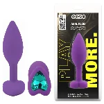 Анальная пробка EGZO Violet Heart Plug S с розовым кристаллом, фиолетовый силикон - мініатюра 1
