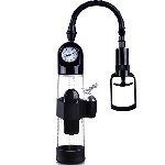 (МЯТАЯ КОРОБКА) Вакуумная вибропомпа с манометром и вибрацией Penis Pump Steam-Gauge прозрачный - мініатюра 2