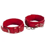 Оковы на ноги "Leather Dominant Leg Cuffs", red (Кожа/ Металл) - мініатюра 1