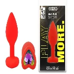 Силиконовая анальная пробка EGZO - Silicone Red Heart Plug Rainbow, size S - мініатюра 1