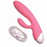 Вибратор кролик " Pink massager", розовый, 10 режимов вибрации - мініатюра 2