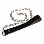 Комплект черные наручники + ошейник с поводком с розовым мехом с ЭКО лака Flirty - мініатюра 4